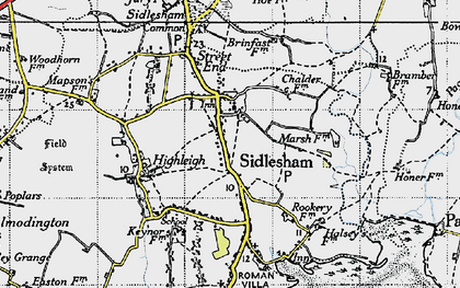 Old map of Sidlesham in 1945