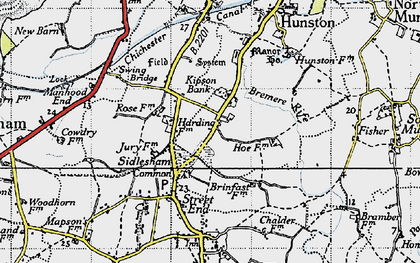 Old map of Sidlesham Common in 1945