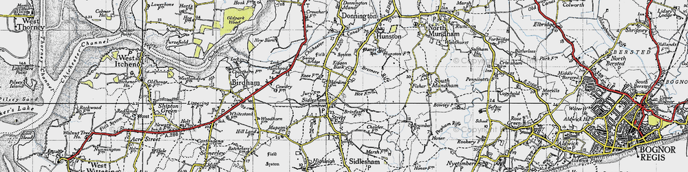 Old map of Sidlesham Common in 1945