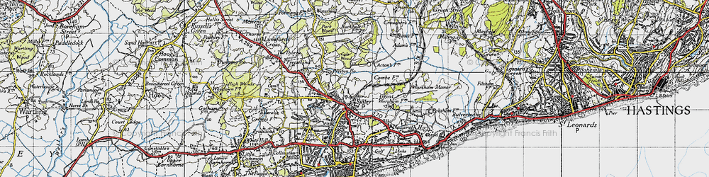 Old map of Sidley in 1940