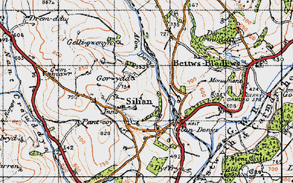 Old map of Afon Denys in 1947