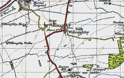 Old map of Silk Willoughby in 1946