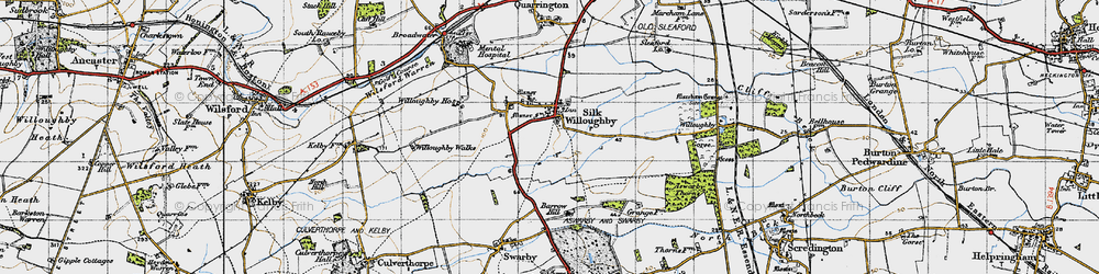 Old map of Silk Willoughby in 1946