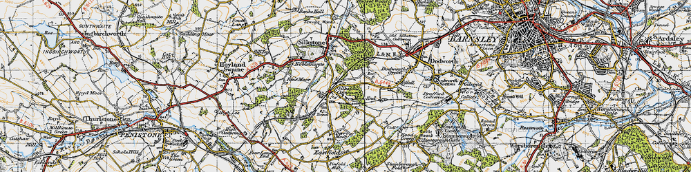 Old map of Silkstone Common in 1947