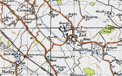 Old map of Silver End in 1945