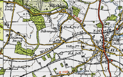 Old map of Woodgate Ho in 1945