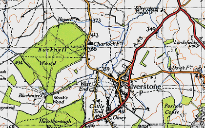 Old map of Silverstone in 1946