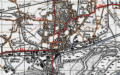 Old map of Simm's Cross in 1947