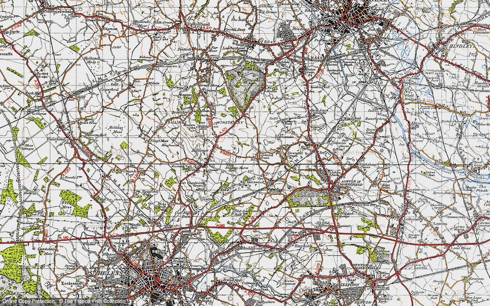 Old Map of Simm's Lane End, 1947 in 1947