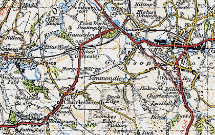 Old map of Simmondley in 1947