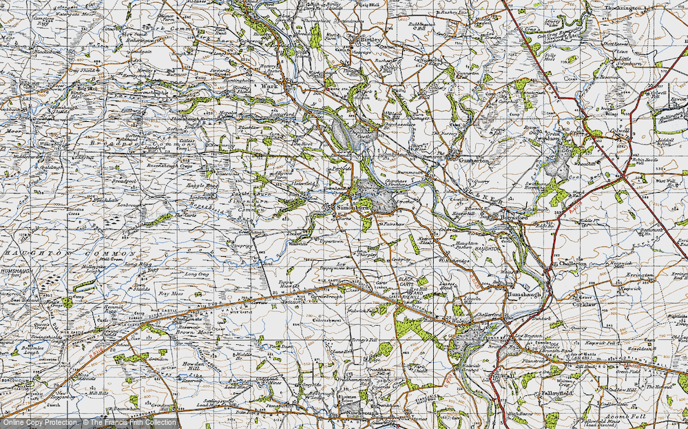 Old Map of Simonburn, 1947 in 1947