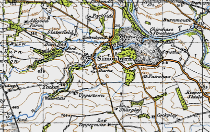 Old map of Simonburn in 1947