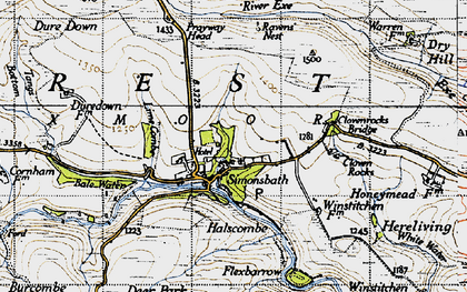 Old map of Exmoor in 1946