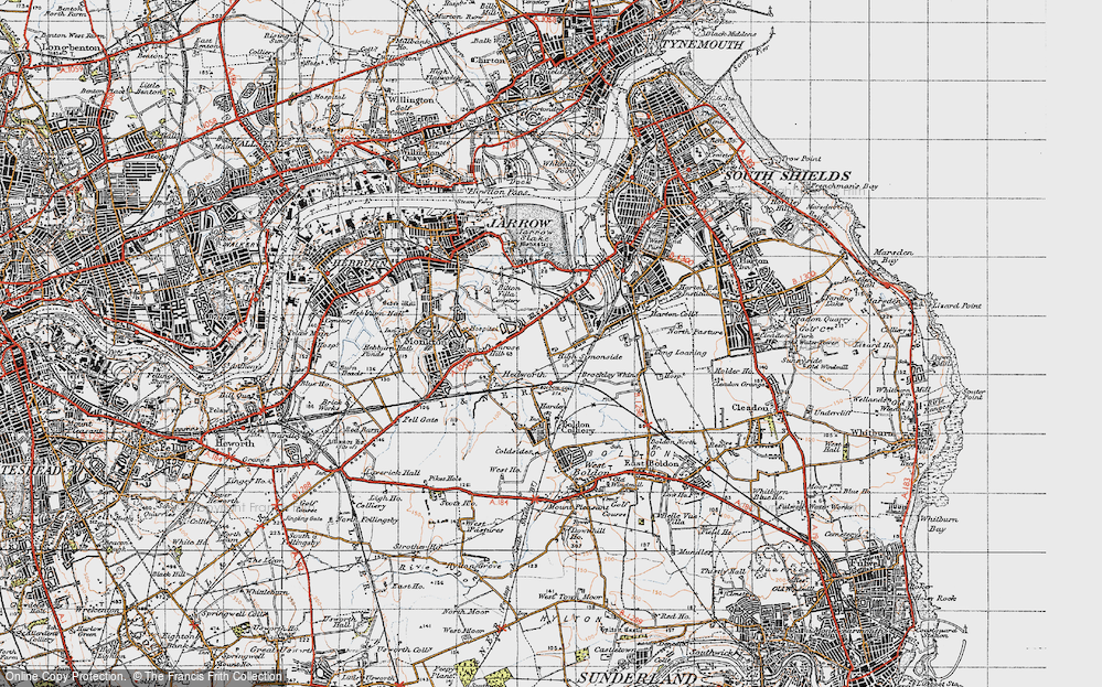 Old Map of Simonside, 1947 in 1947