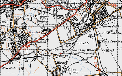 Old map of Simonside in 1947