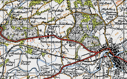 Old map of Altham Br in 1947