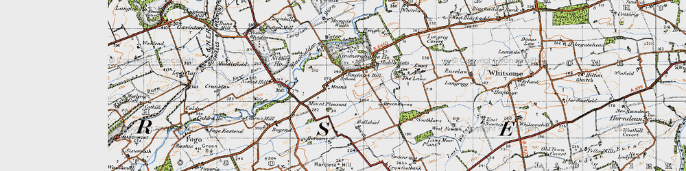 Old map of Whitsome Laws in 1947