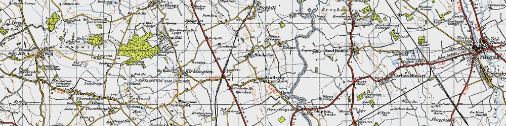 Old map of Sinderby in 1947
