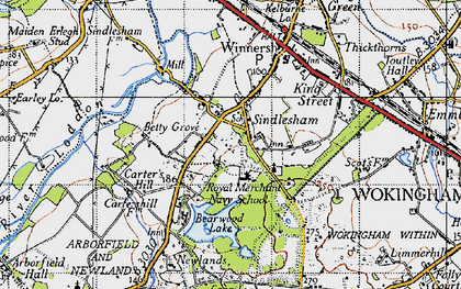 Old map of Sindlesham in 1940