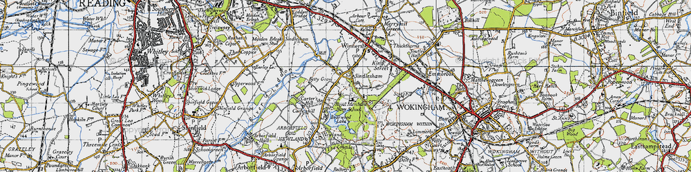 Old map of Sindlesham in 1940