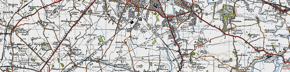 Old map of Sinfin Moor in 1946