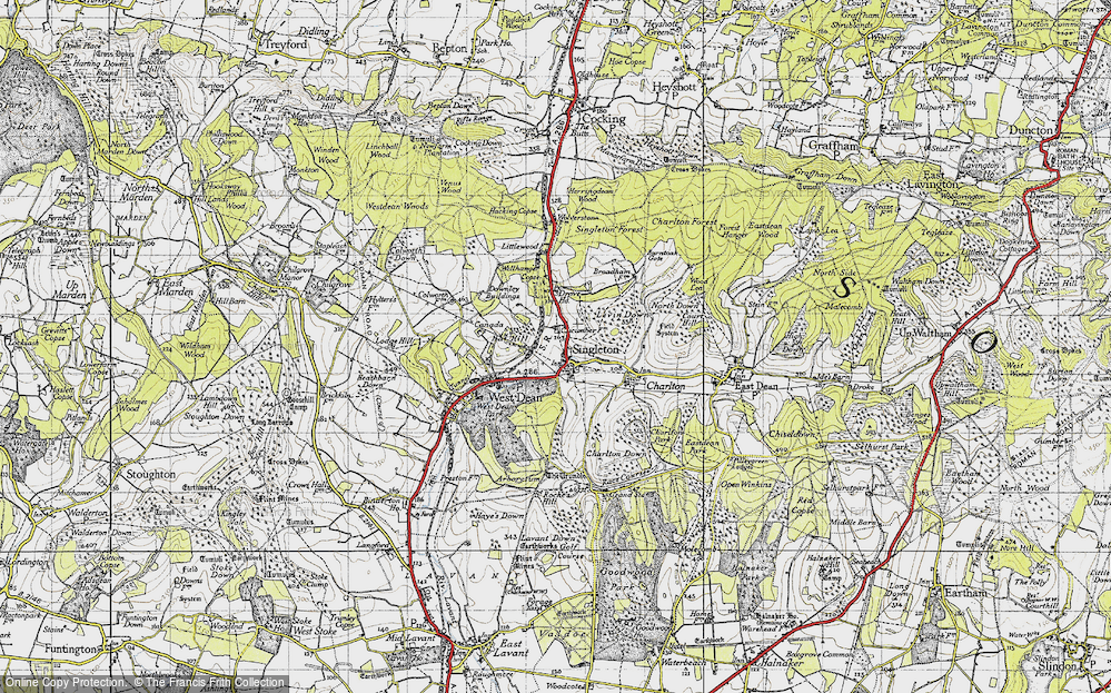 Old Map of Historic Map covering Broadham Ho in 1945