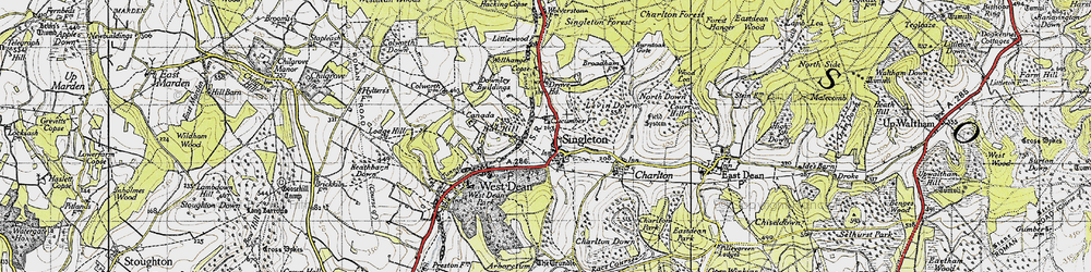 Old map of Burntoak Gate in 1945