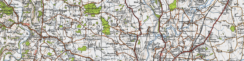 Old map of Sinton Green in 1947