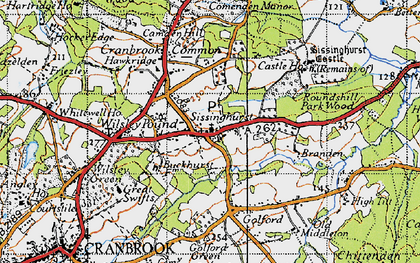 Old map of Sissinghurst in 1940