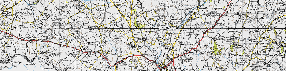 Old map of Sithney Green in 1946