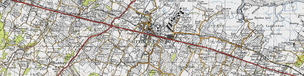 Old map of Sittingbourne in 1946