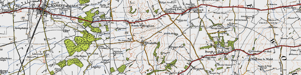 Old map of Sixhills in 1946