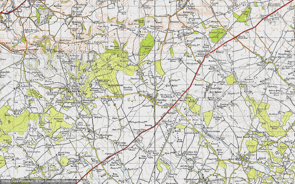 Old Map of Sixpenny Handley, 1940 in 1940