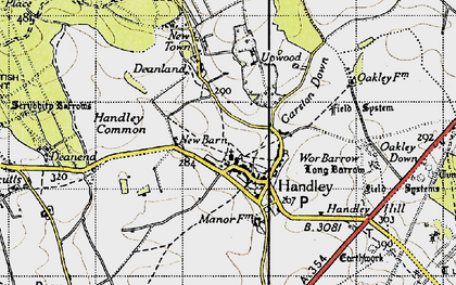 Old map of Sixpenny Handley in 1940