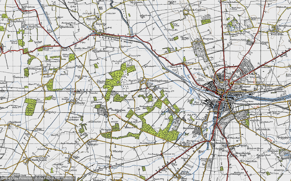 Old Map of Historic Map covering Burton Waters in 1947
