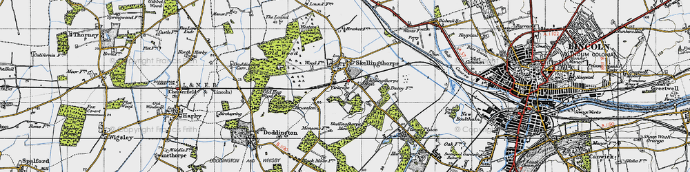 Old map of Burton Waters in 1947