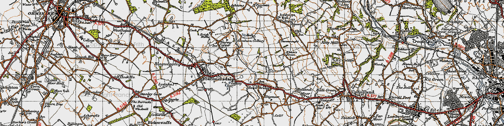 Old map of Skelmersdale in 1947