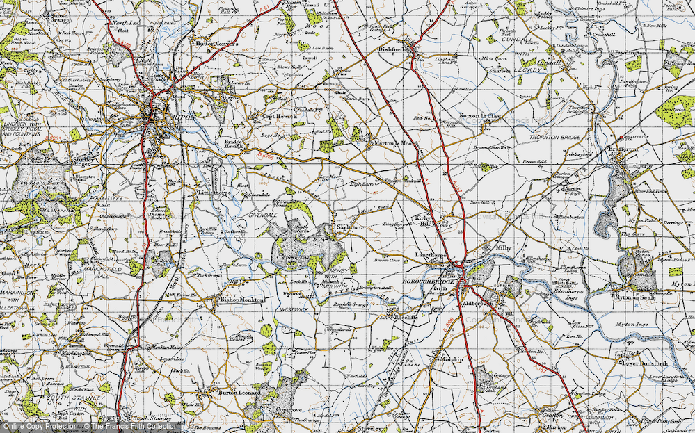 Old Map of Skelton on Ure, 1947 in 1947