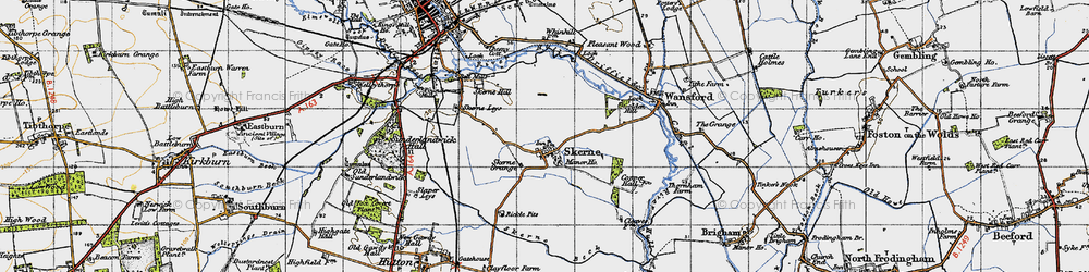 Old map of Skerne in 1947