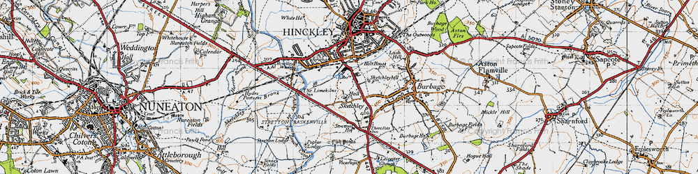 Old map of Stretton Baskerville Village in 1946