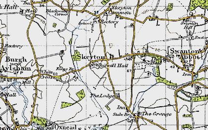Old map of Skeyton in 1945