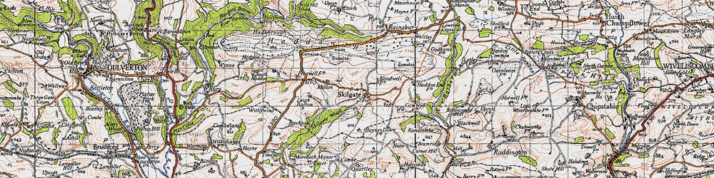 Old map of Skilgate in 1946