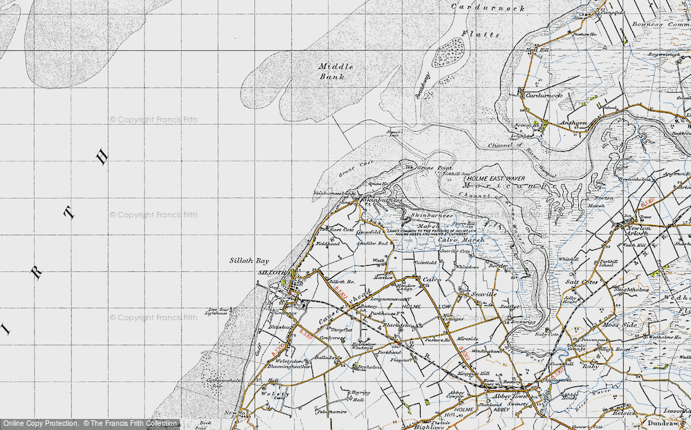Old Map of Historic Map covering Grune Point in 1947