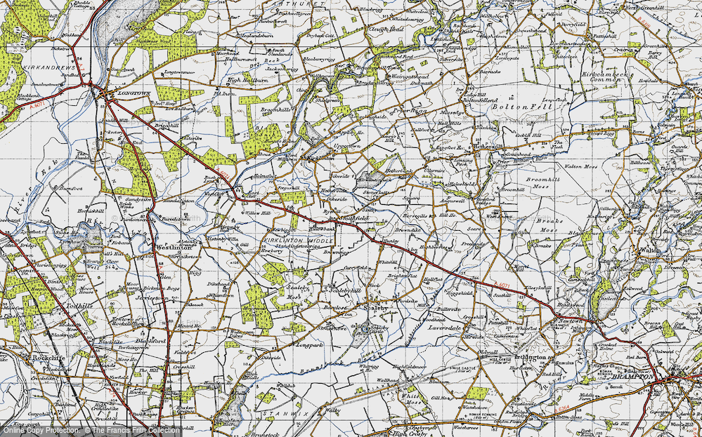 Old Map of Historic Map covering Brown Dyke in 1947