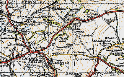 Old map of Slackhall in 1947