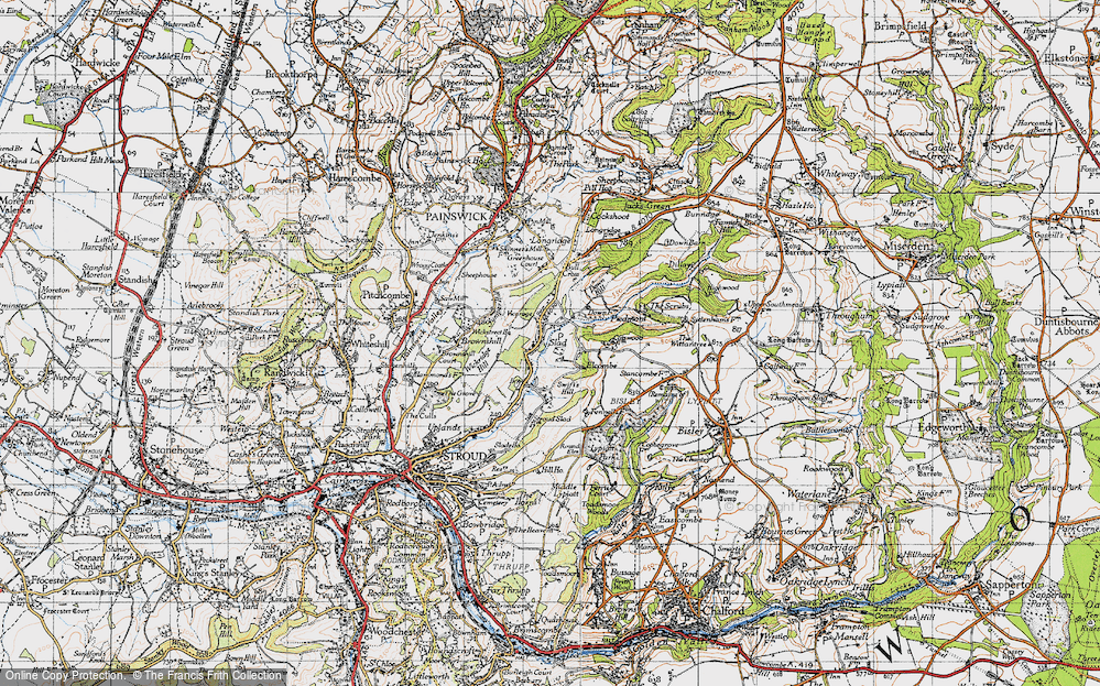Old Map of Historic Map covering Bulls Cross in 1946