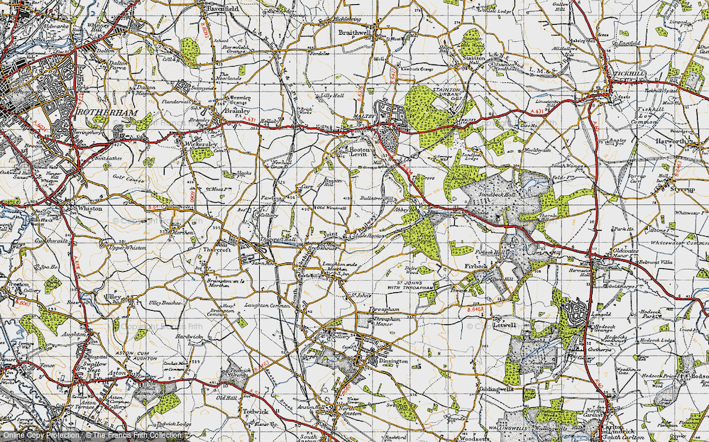 Old Map of Slade Hooton, 1947 in 1947