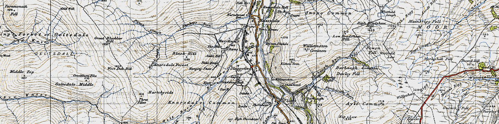 Old map of Aules Hill in 1947