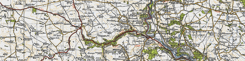Old map of Bonsall Mines in 1947