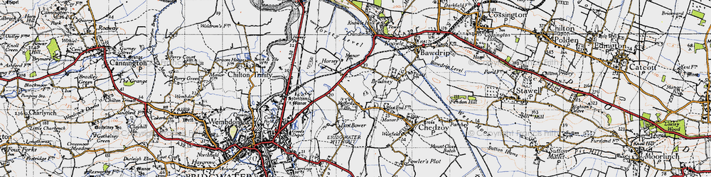 Old map of Slape Cross in 1946